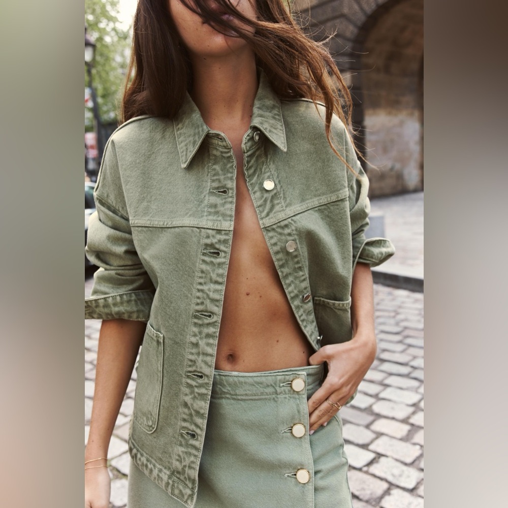 Zara Green Denim Jacket and Skort Set - Large & Medium